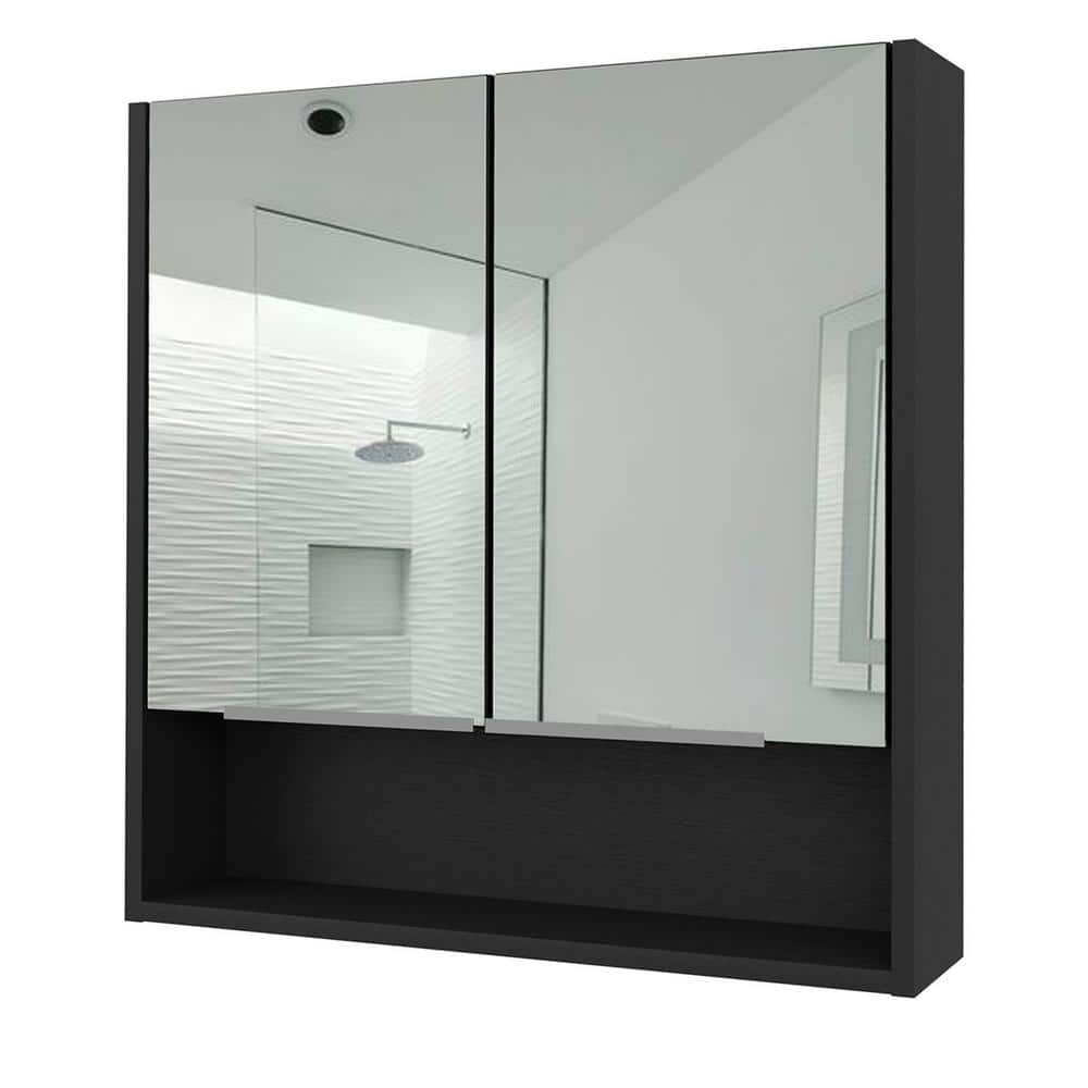 23.6 in. W x 24.6 in. H Rectangular Wood Medicine Cabinet with Mirror, 3 In