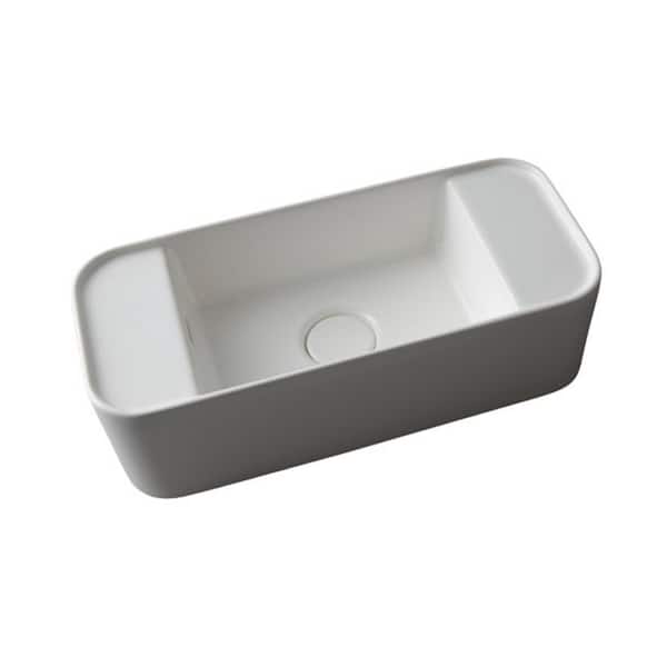 WS Bath Collections Mood GE 50C Ceramic Rectangle Vessel Sink in Glossy White
