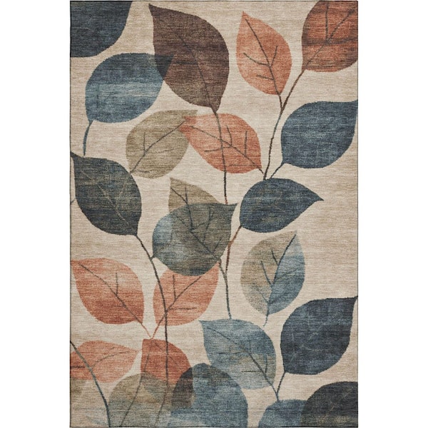 Mayfield Premium Machine Washable Abstract AMF1953 Beige 3 ft. x 4 ft. Area Rug