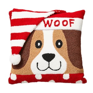 14 in. L Hooked 3D Woof Pillow