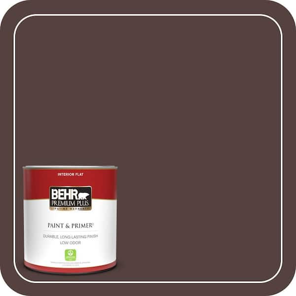 BEHR PREMIUM PLUS 1 qt. #BNC-21 Double Espresso Flat Low Odor Interior Paint & Primer