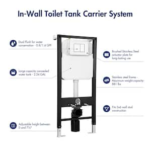 Vermont In-Wall Toilet Carrier System 0.8/1.6 GPF Dual Flush Wall-Hung Toilet Tank with Gravity Fed Technology in Black