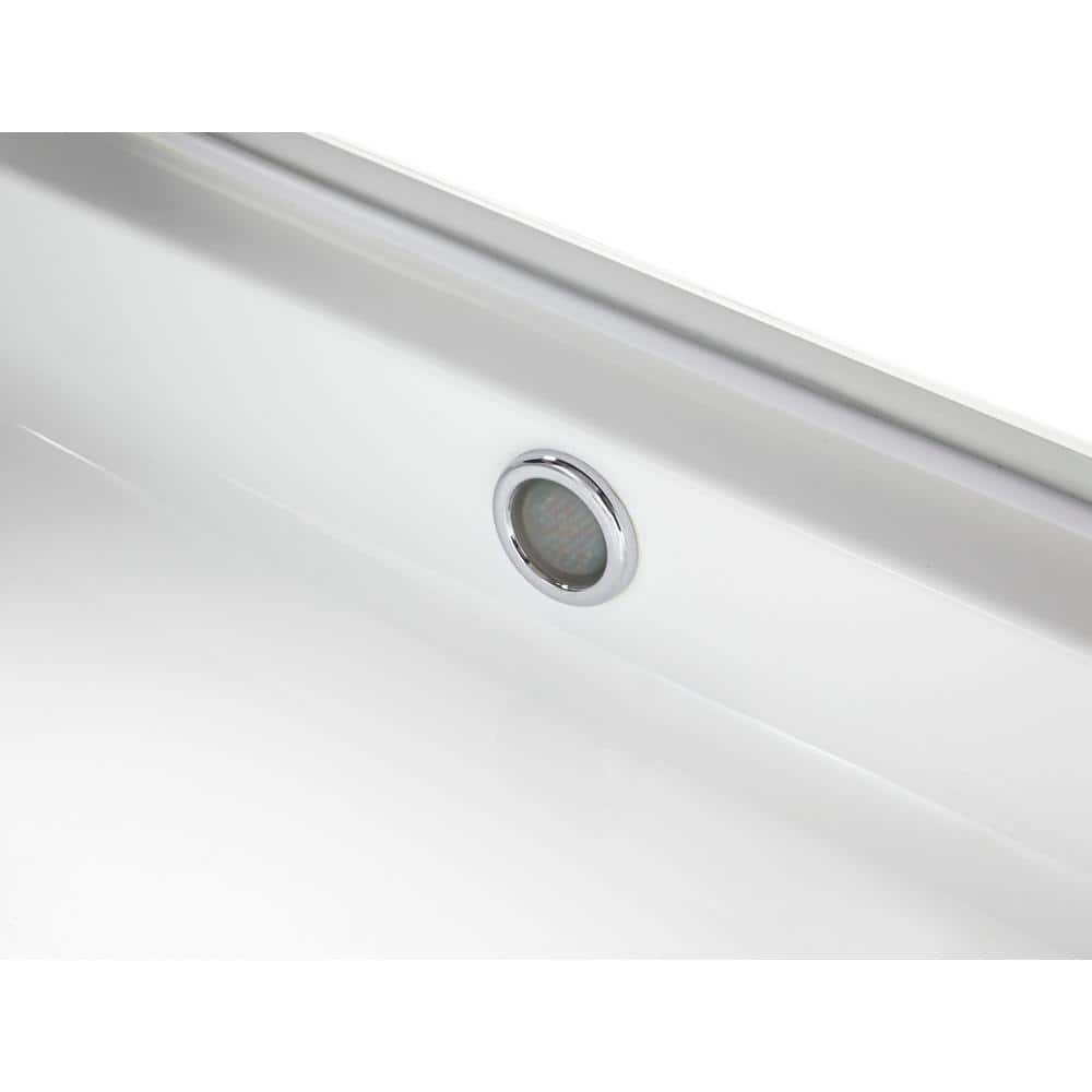 59'' White Acrylic Corner Whirlpool Bathtub with Glass Panel