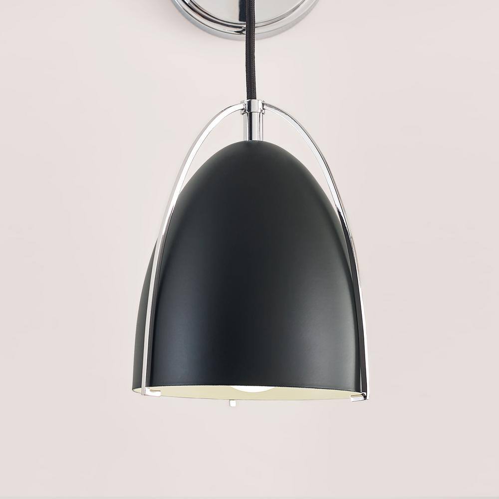 Norman Midnight Black and Chrome 1-Light Outdoor Wall Sconce