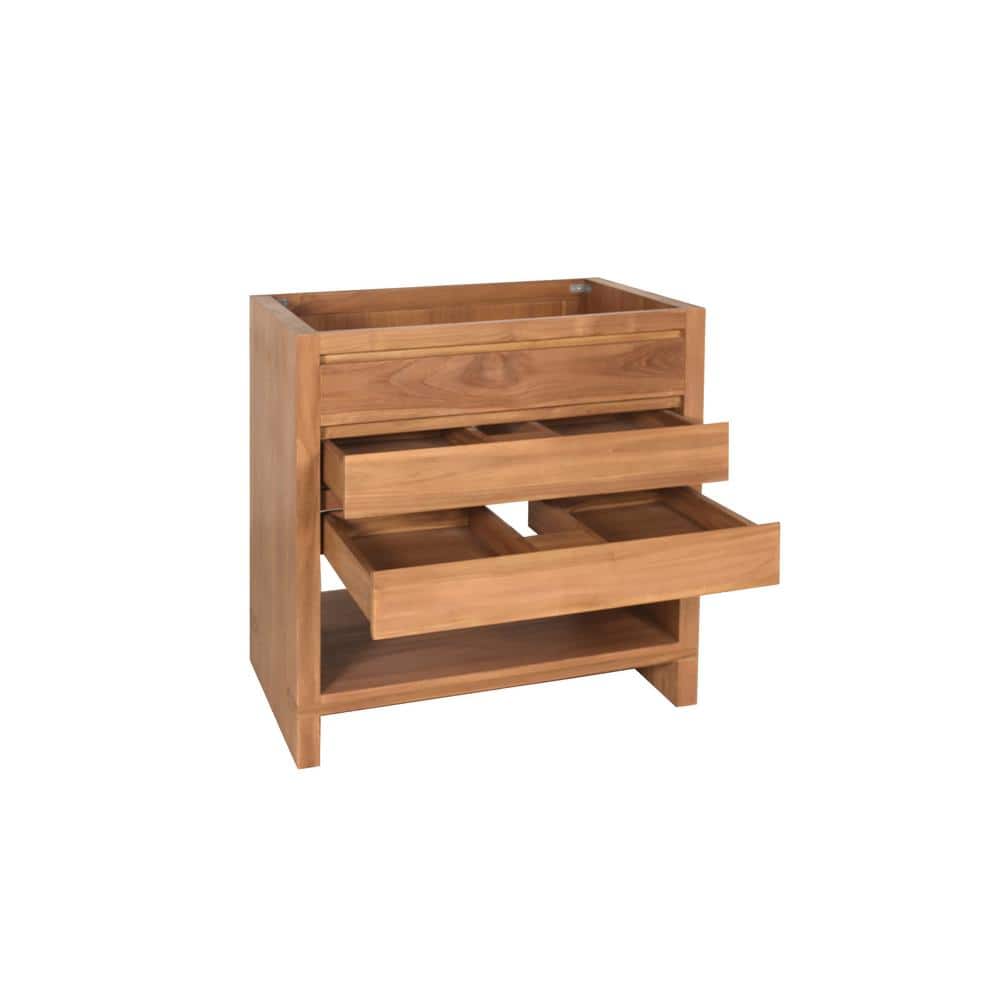 Teak 30'' Free Standing Solid Wood Single Vanity Base