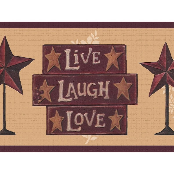 Falkirk Dandy II Red Tan Star Flowers Floral Peel and Stick Wallpaper Border