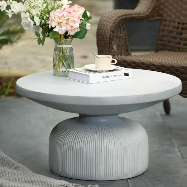 品質が LuxenHome Outdoor and Indoor MgO Round Gray Light in. 29.5 テーブル・チェア・ハンモック
