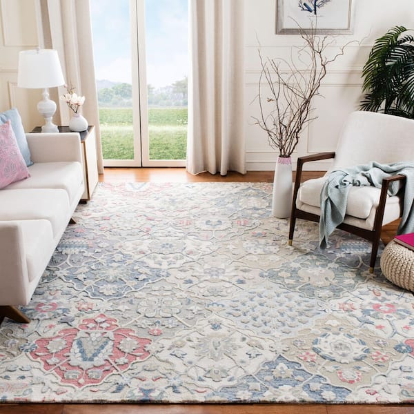 Glamour Ivory/Red 10 ft. x 14 ft. Floral Area Rug