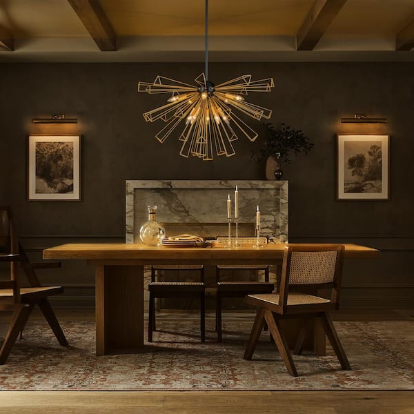 Eduard 10-Light Modern Gold Sputnik Starburst Globe Pendant Light Round Globe Firework Chandelier for Living Room
