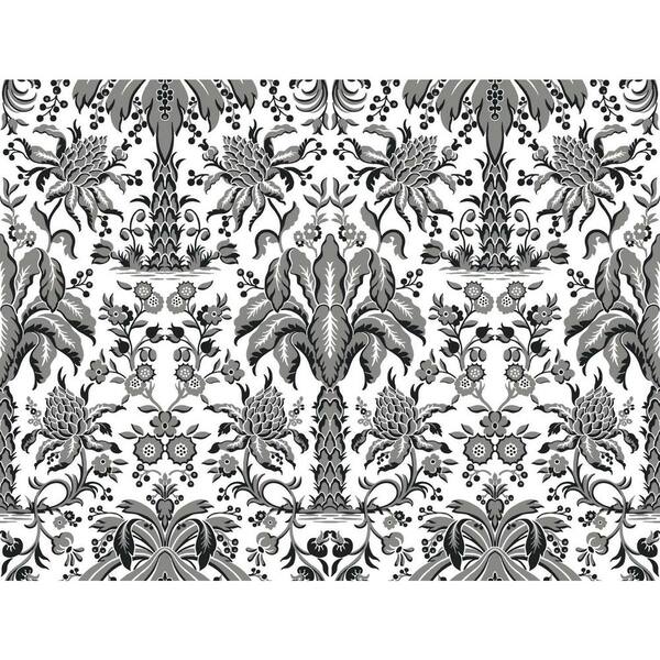 York Wallcoverings 60.75 sq ft Black Palmetto Palm Damask Non-pasted ...