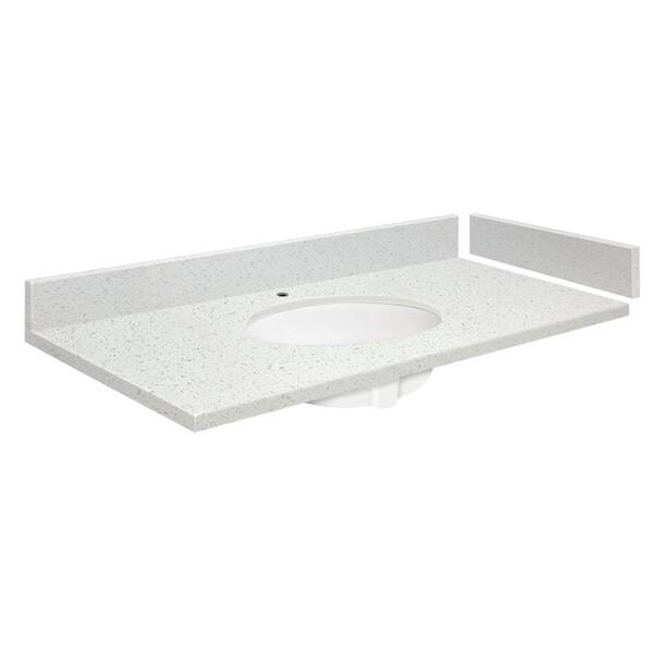 Transolid 54.75 in. W x 22.25 in. D Quartz Vanity Top in Milan White with Single Hole