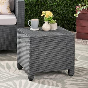 Waverly 17 in. Dark Grey Square Plastic Outdoor Side Table
