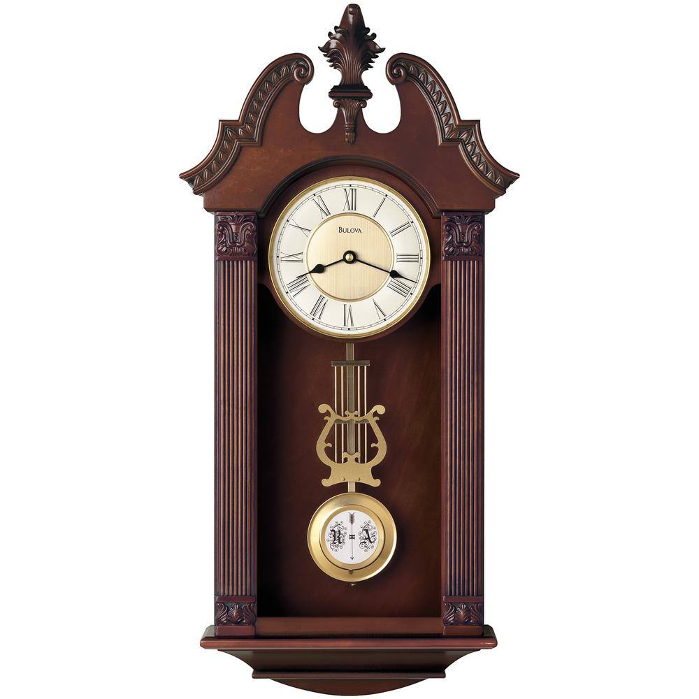 UPC 042429376564 product image for Bulova 24.75 in. H x 13 in. W Pendulum Chime Wall Clock, Brown | upcitemdb.com