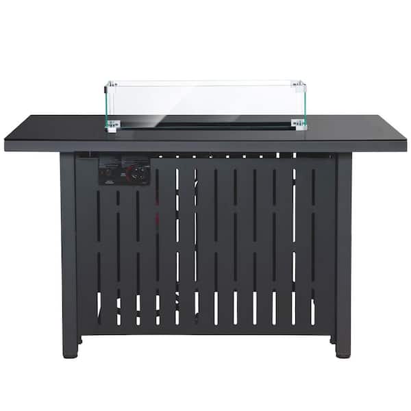 Willit 43 in. L x 22 in. W x 25 in. H Iron Propane Outdoor Fire Pit Table with Lid