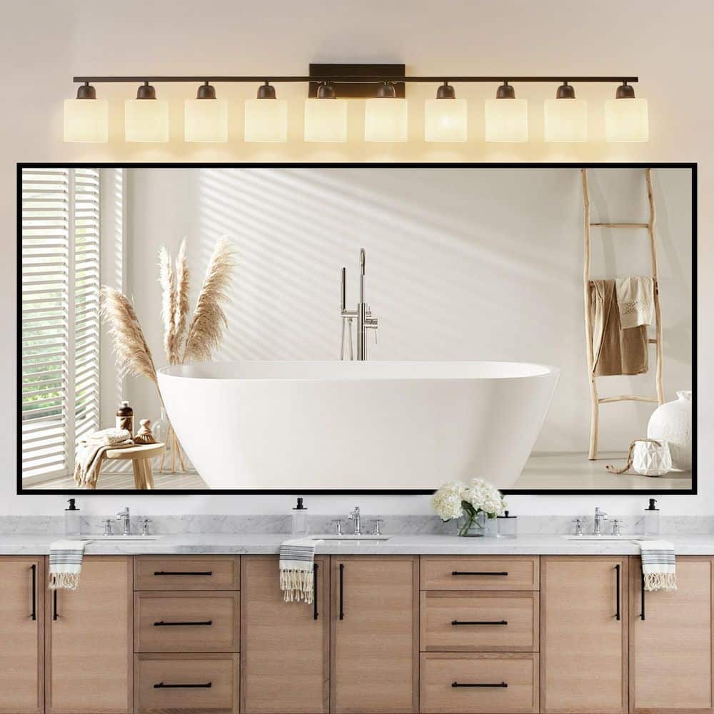65 in. W 10-Light Black Vanity Light with Frosted Glass Shades, Up/Down Mount for Mirror, Hallway (No Bulb included) price history on PriceWatchPro