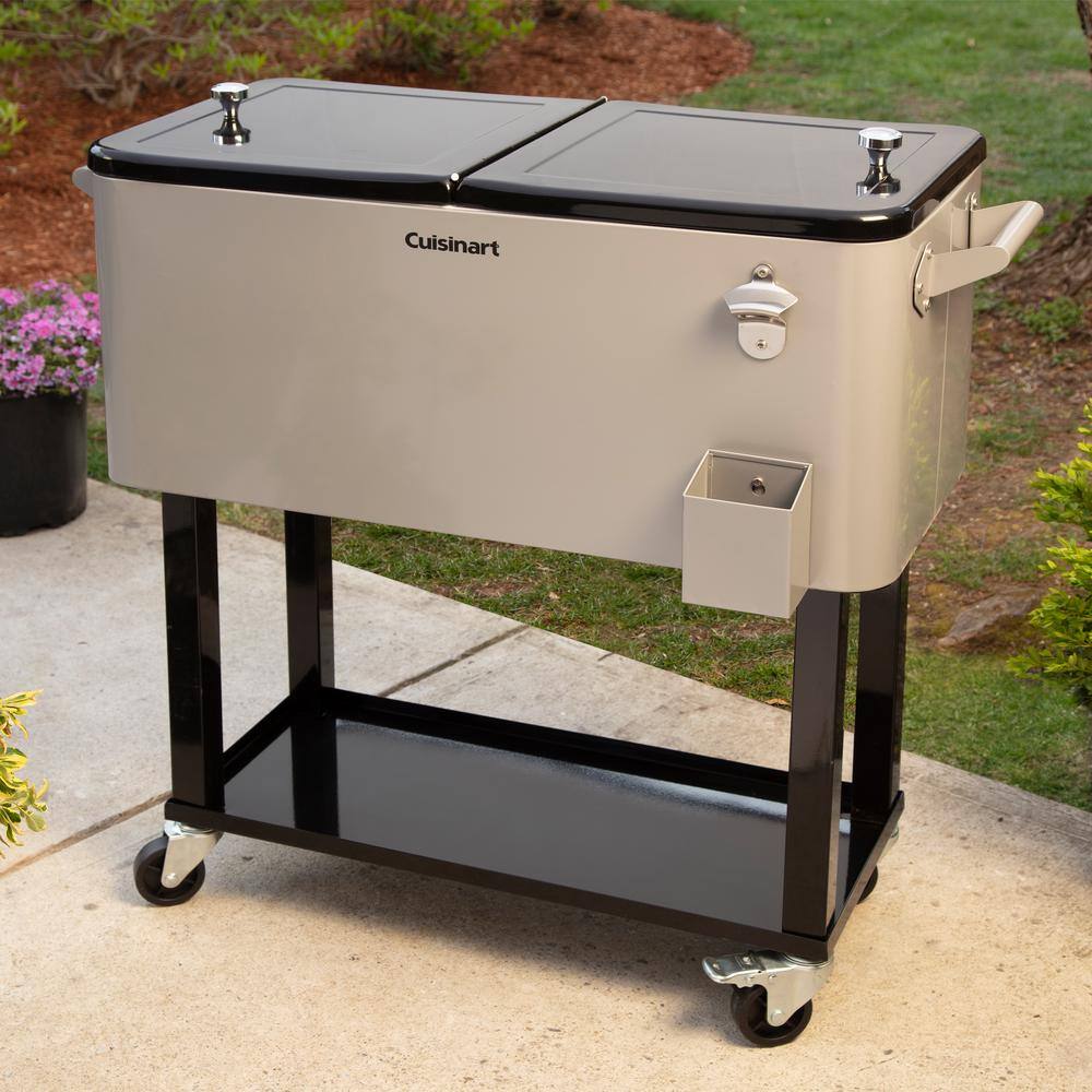 Gray Stainless Steel 80 Qt. Outdoor Cooler Cart with Wheels