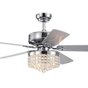 Letta 52 in. Chrome Indoor Remote Controlled Ceiling Fan with Light Kit