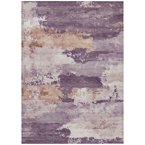 Chantille Machine Washable Indoor/Outdoor Abstract ACN2372 Eggplant 8 ft. x 10 ft. Area Rug