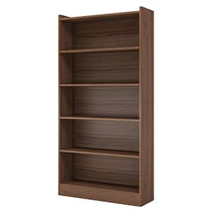 Eulas 72 in. Tall Brown Wood 6-Shelf Standard Bookcase, 6-Tiers of Display Shelves for Living Room