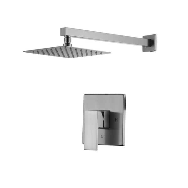 WOWOW Single Handle 1-Spray Shower Faucet 1.8 GPM with High Pressure Valve in Brushed Nickel