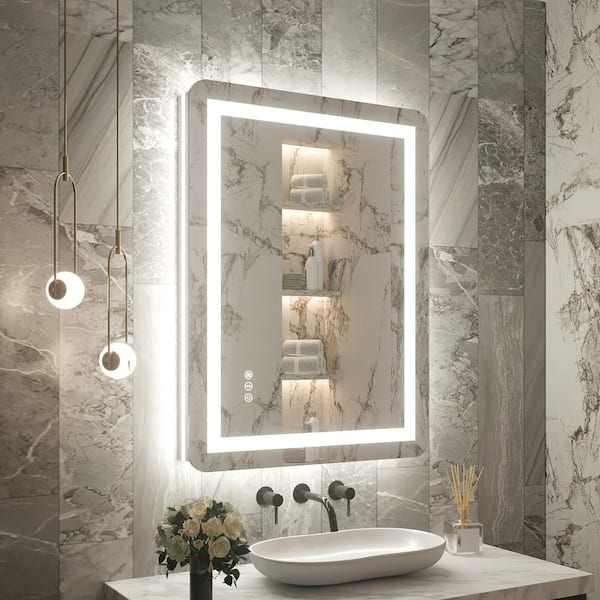 24 in. H x 32 in. W Rectangular Frameless Front and Backlit LED Lighted Wall Mounted Bathroom Vanity Mirror