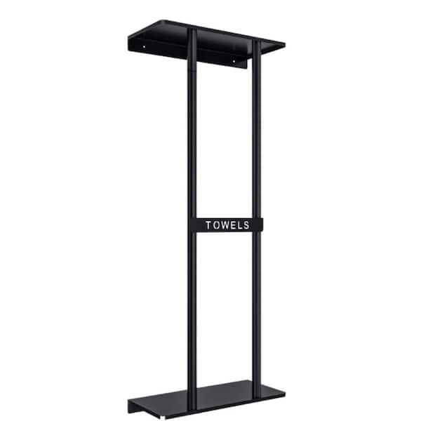 Unbranded 30 in. Modern Wall Mounted Towel Rack for 6-Large Rolled Towels with Shelf, Super Big Capacity Towel Storage in Black