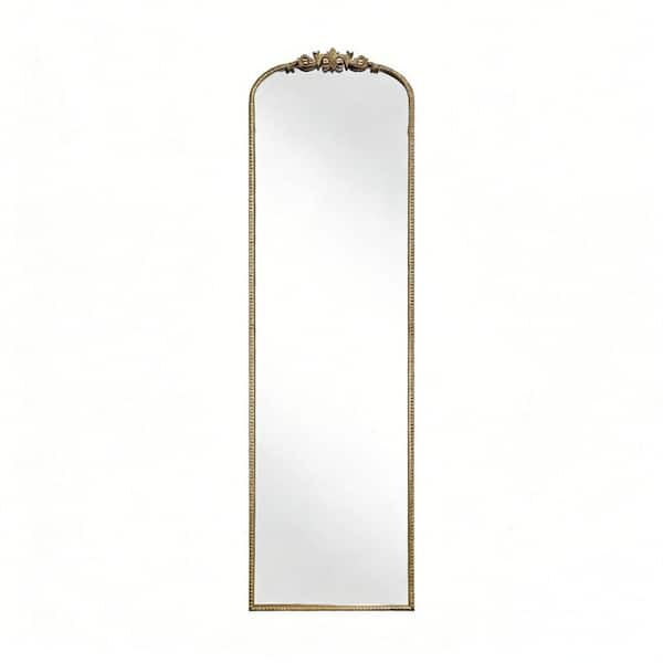 Gold 21 in.W x 78 in.H Vintage Full Length Metal Framed Crown Arch Decorative Floor Mirror