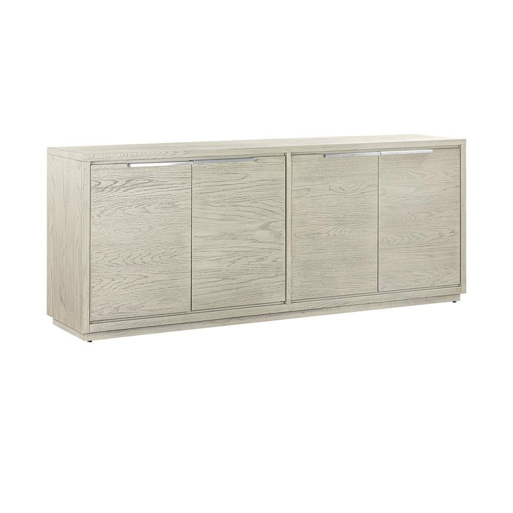 Abbey Silver Grey Oak 4-Door Sideboard with Stainless Steel Handles