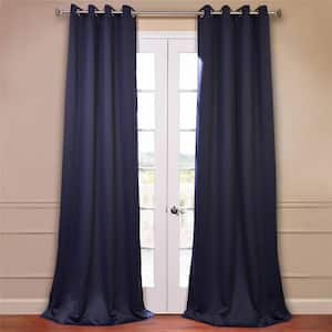 Navy Blue Grommet Curtain Room Darkening Shades- 50 in. W X 120 in. L  Single Panel Curtains and Drapes