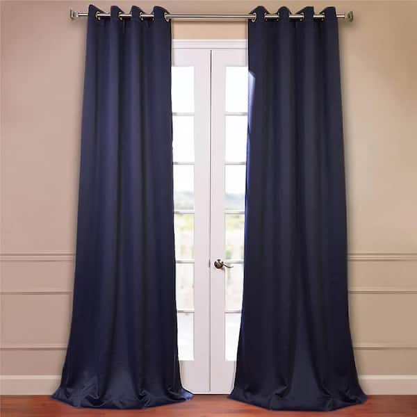 Exclusive Fabrics & Furnishings Semi-Opaque Navy Blue Grommet Room Darkening Curtain - 50 in. W x 84 in. L (1 Panel)