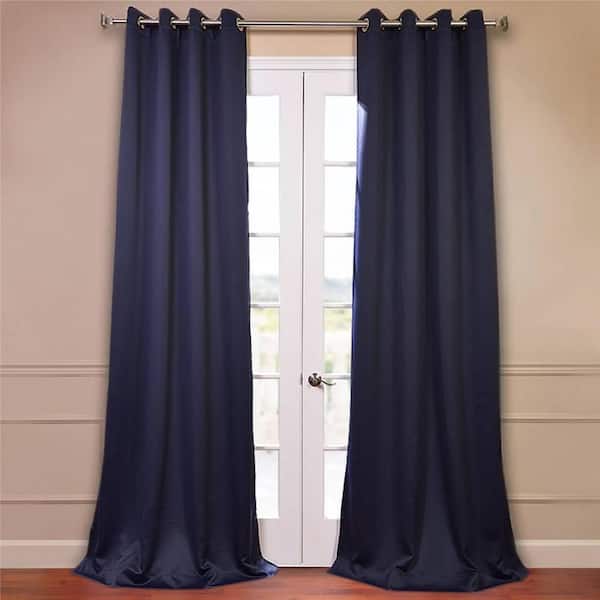 Exclusive Fabrics & Furnishings Navy Blue Rod Pocket Room Darkening Curtain - 50 in. W x 96 in. L (1 Panel)