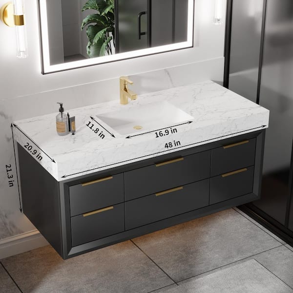 ExBrite MarbleLux 48 in. W x 20.8 in. D x 21.2 in. H, Floating