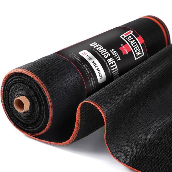 SEALTECH Black-8.5 ft. X 100 ft. Debris Netting Rolls - Fire Retardant,1/4 in. Mesh Roll
