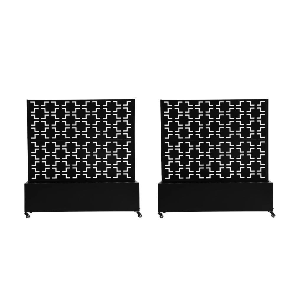 47.2 in. H × 47.2 in. W Black Privacy Metal Garden Fence Screen Panels with Planter Box and Lockable Wheels（2-Pack） price history on PriceWatchPro