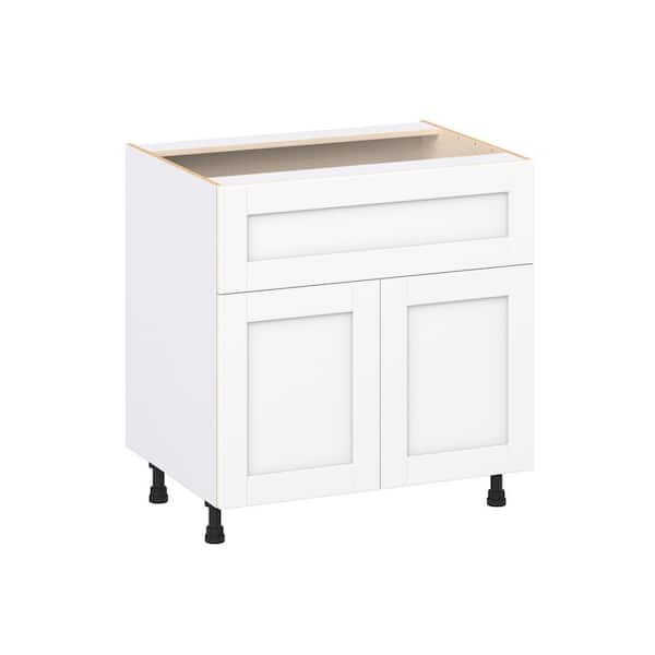 J COLLECTION Milton 33 in. W x 24 in. D x 34.5 in. H Assembled Shaker Base Kitchen Cabinet in Bright White with 10 in. Drawer
