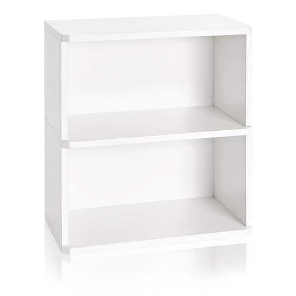 Way Basics Duo 24.7 in. White Eco zBoard 2-Shelf Standard Rectangle Bookcase
