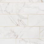 LuxeCraft Calacatta Gold Marble 8 in. x 24 in. Glazed Ceramic Wall Tile (13.3 sq. ft./Case)