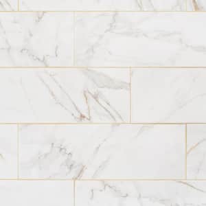 LuxeCraft Calacatta Gold Marble 8 in. x 24 in. Glazed Ceramic Wall Tile (266 sq. ft./pallet)