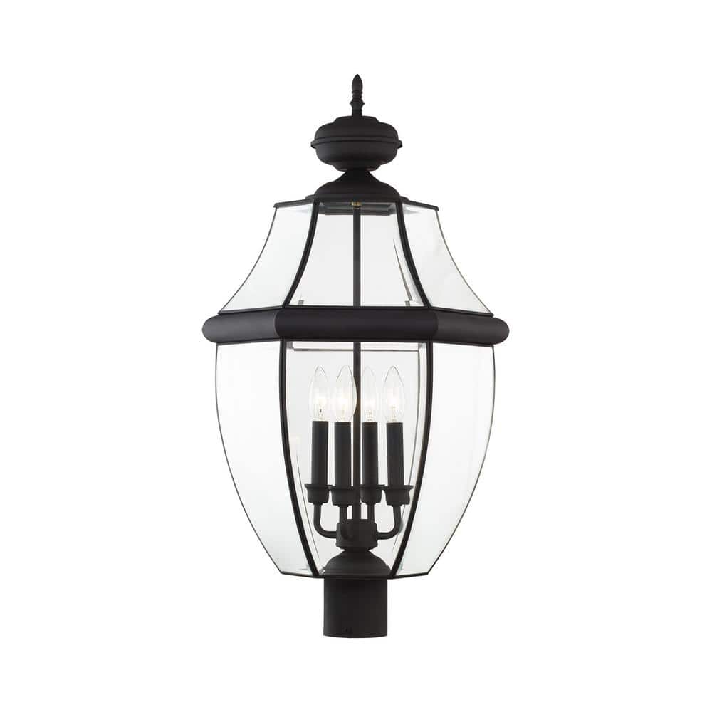 Aston 29 in. 4-Light Black Cast Brass Hardwired Outdoor Rust Resistant Post Light with No Bulbs Included price history on PriceWatchPro