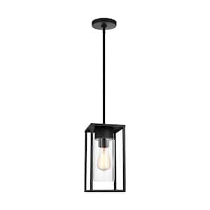 Vado 1-Light Black Outdoor Pendant Light with Clear Glass Shade