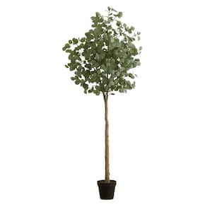 84 in. Green Artificial Eucalyptus Tree in Nursery Pot