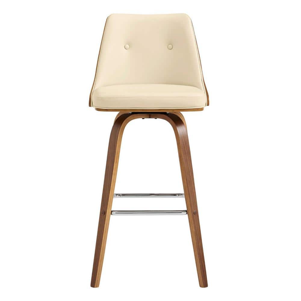 HomeRoots Julia 41 in. Cream High Back Wood Bar Height (2833 in.) Bar