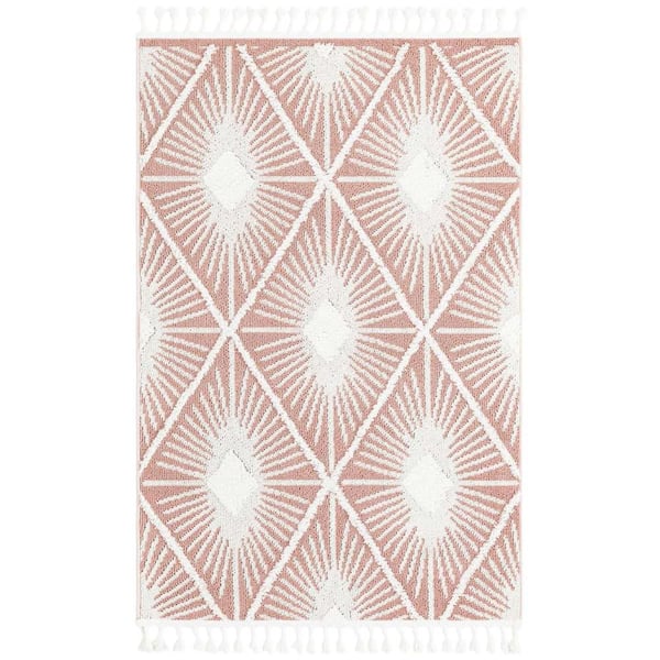Unique Loom Boho Lilah Pink 4 ft. 1 in. x 6 ft. 1 in. Area Rug