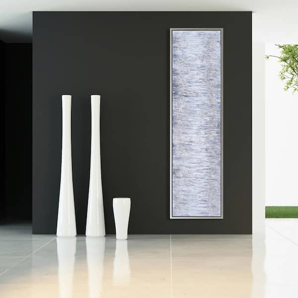 Gray Field Abstract Textured Metallic Hand Painted by Martin Edwards Framed Canvas Wall Art