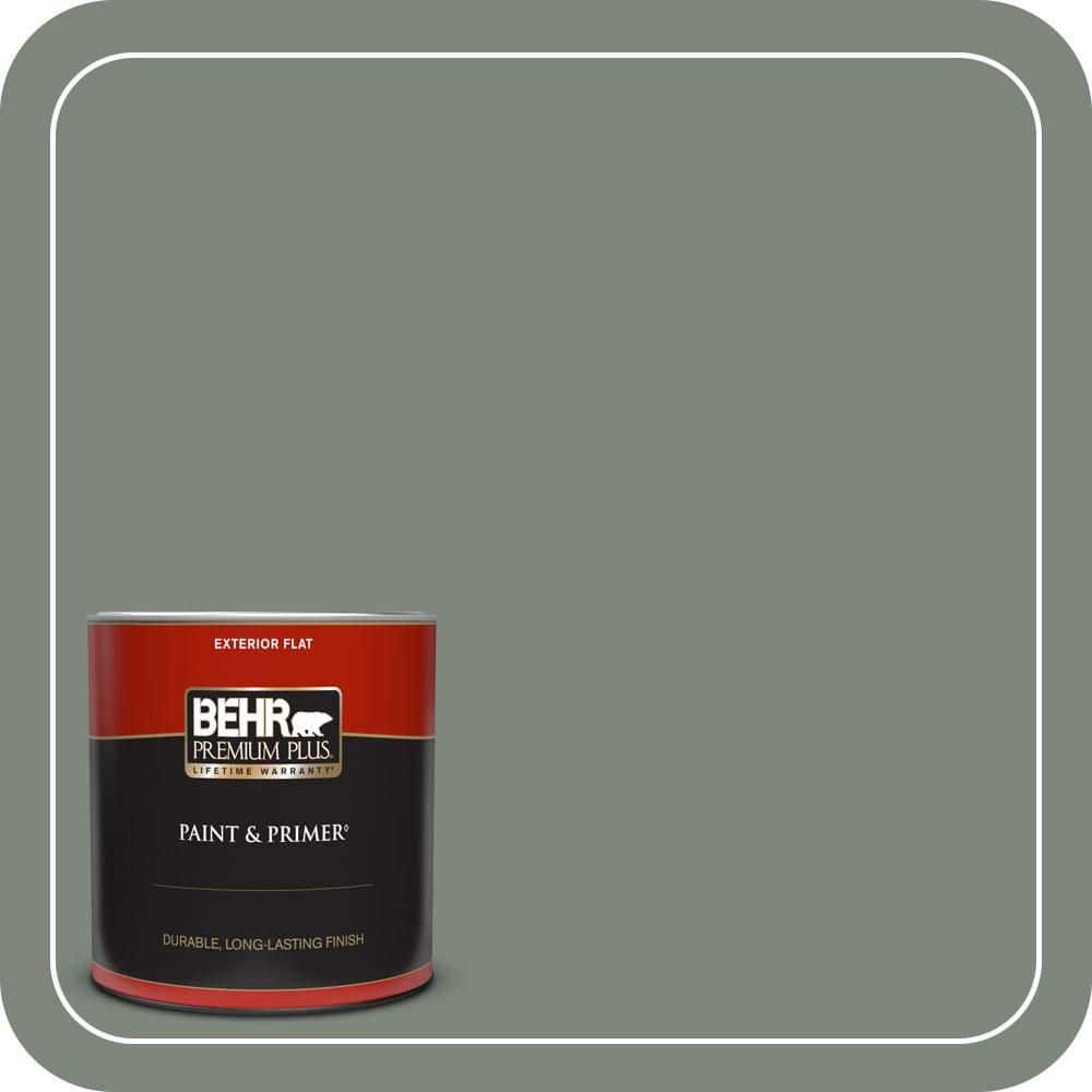 BEHR PREMIUM PLUS 1 qt. #N410-5 Village Green Flat Exterior Paint ...