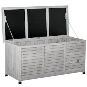 74.98 Gal. Grey Wooden Deck Box with Weather-Proofing