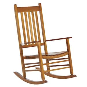 Natural Wood Outdoor Rocking Chair with Smooth Armrests