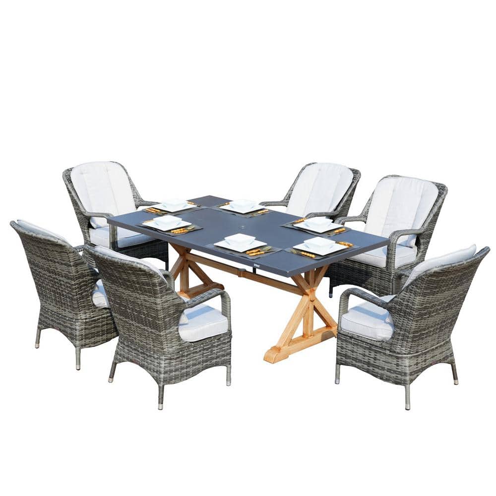 DIRECT WICKER Taylor Gray 7Piece Aluminum Patio Outdoor Dining Set