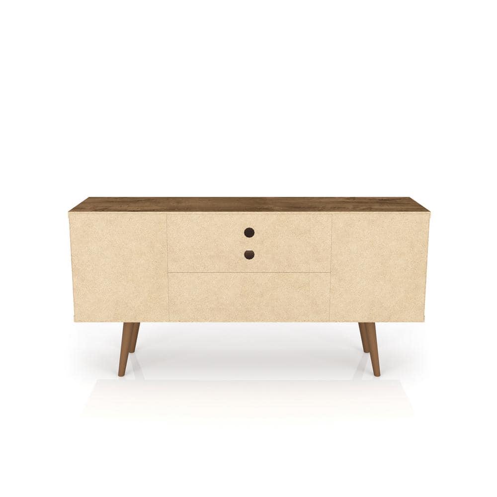 Lekedi 53" Rustic Brown Mid-Century TV Stand with Cabinet