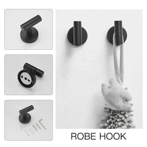 Hat Coat & Robe Hook - Matt Black - Pack of 4 - tradefit